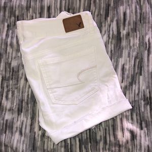 american eagle white denim shorts size 2